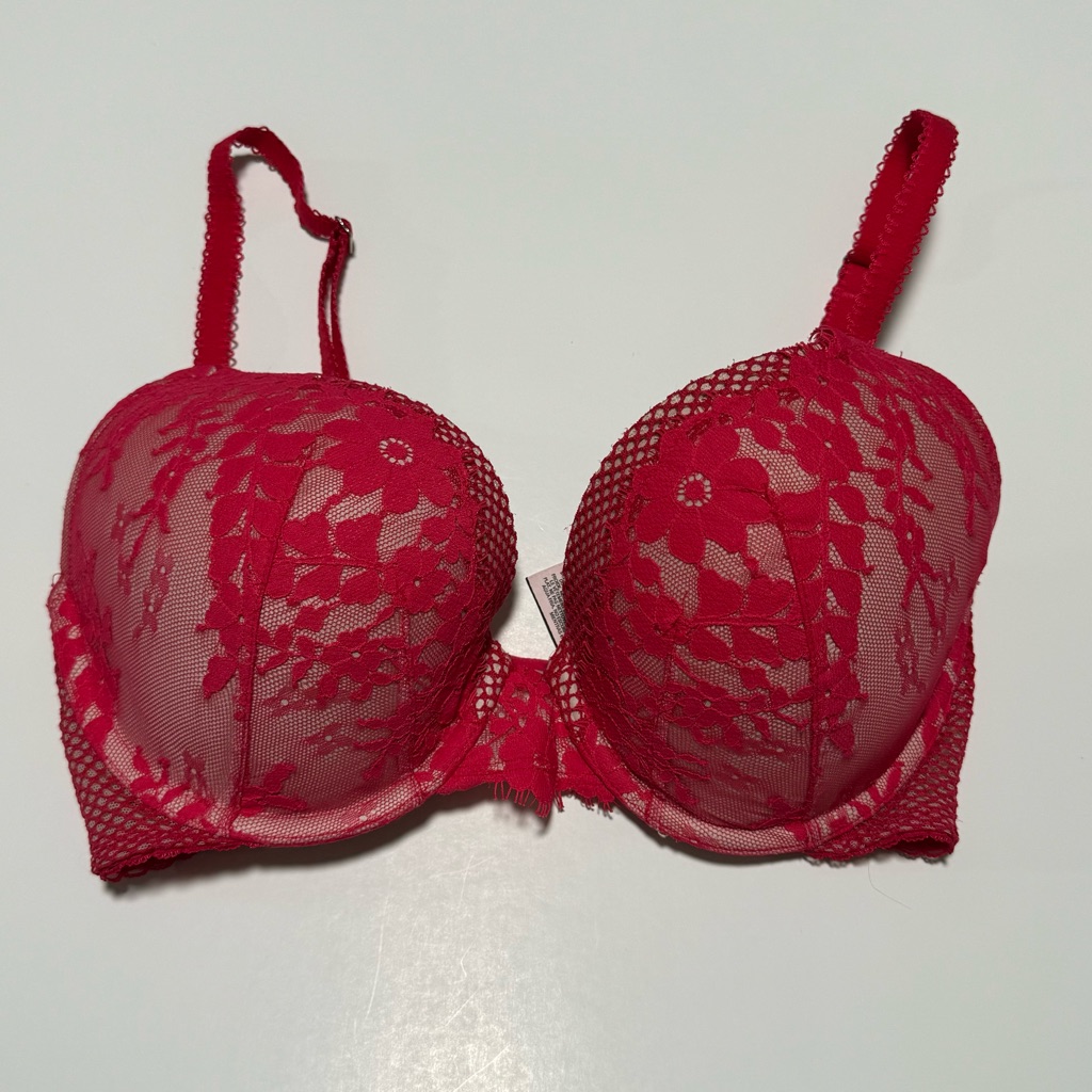 Vs Dream Angels Perfect Coverage Red Lace Bra 32dd